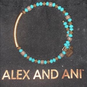 Alex and Ani Turquoise and Brass Bead Bracelet